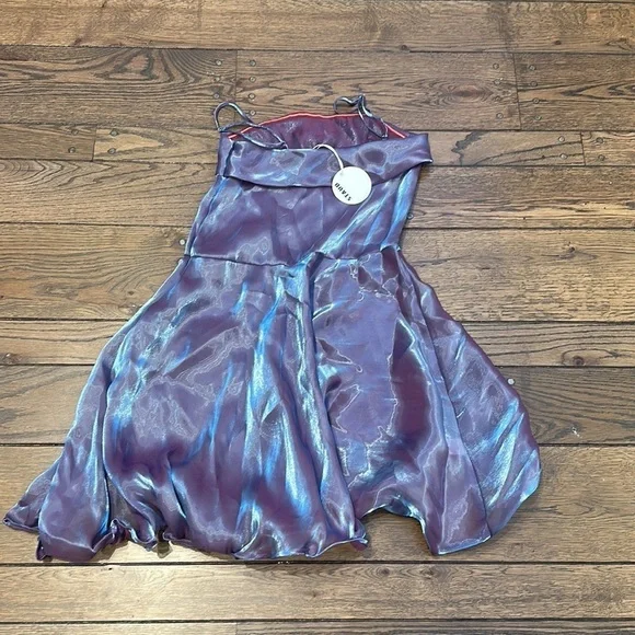 NWT Staud Iridescent Sugarplum Fairy Sheer Bubble Hem Speak Now Party Mini Dress - Picture 5 of 5